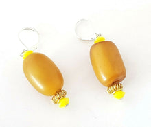 Load image into Gallery viewer, Old African Amber Ethiopian Earrings with Sterling Silver, Ethnic Tribal,