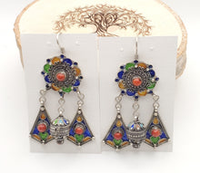 Load image into Gallery viewer, Moroccan Berber Sterling Silver enamels Coral Dangle Earrings ,Berber Jewelry,sliver Earrings,Dangle & Drop Earrings,