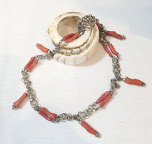 Load image into Gallery viewer, Antique Moroccan Berber natural Coral Silver Pendants Necklace