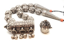 Load image into Gallery viewer, Old silver granulation Hirz prayer amulet pendant granulation beads Necklace from Yemen circa 1930s, Bedouin Silver, Ethnic Jewelry