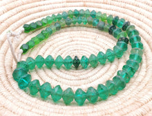 Load image into Gallery viewer, old strand green Vaseline Beads (uranium glass beads) made in Bohemia/Czech Trade Beads- African Trade Beads, 18th centuries,