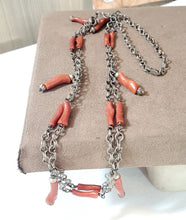 Load image into Gallery viewer, Antique Moroccan Berber natural Coral Silver Pendants Necklace