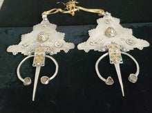 Load image into Gallery viewer, Antique Big Amazigh Berber silver fibulas, Sous, Morocco, old ethnic brooch,jewelry, berber enamel jewelry,African Jewelry,Charm Pendant,