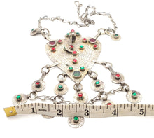 Load image into Gallery viewer, Moroccan Berber silver Coin Pendant Necklace 1960s Coin beads, handmade silver, Necklace, Amazigh/Berber Jewlery