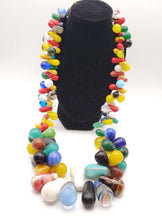 Load image into Gallery viewer, Antique Mixed Strand Africa Mali Large Bohemian Tear Drop Wedding Beads, Vintage African, Beads 1800's, African Trade