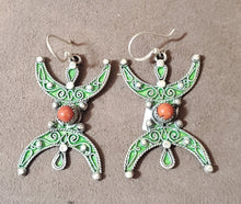 Load image into Gallery viewer, Moroccan Berber Sterling Silver enamels Dangle Earrings, Berber Jewelry, sliver Earrings, Dangle & Drop Earrings,