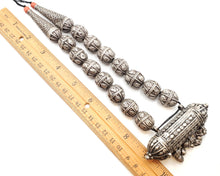 Load image into Gallery viewer, Old silver granulation Hirz prayer amulet pendant granulation beads Necklace from Yemen circa 1930s, Bedouin Silver, Ethnic Jewelry