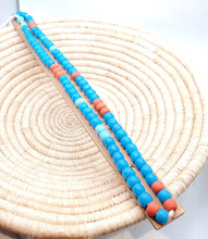 Load image into Gallery viewer, African 22'' Old Ethiopian Venetian Blue padre beads, Blue Glass,Trade Beads, African Trade Beads,