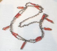 Load image into Gallery viewer, Antique Moroccan Berber natural Coral Silver Pendants Necklace