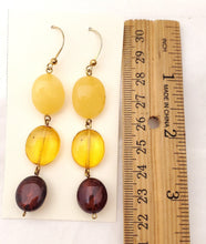 Load image into Gallery viewer, Baltic amber Earrings ,Dangle & Drop Earrings, Natural Baltic amber, Polished amber, Genuine amber, Amber beads, Gemstone earrings