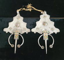 Load image into Gallery viewer, Antique Big Amazigh Berber silver fibulas, Sous, Morocco, old ethnic brooch,jewelry, berber enamel jewelry,African Jewelry,Charm Pendant,