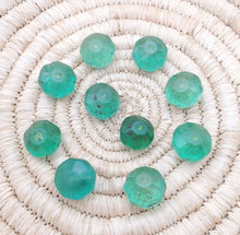 Load image into Gallery viewer, 10 pieces of old green Vaseline Beads (uranium glass beads) made in Bohemia/Czech Trade Beads- African Trade Beads, 19th centuries,