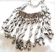 Load image into Gallery viewer, Antique Bawsani Silver Granulated Dangle Necklace: Yemen Tribal Jewelry