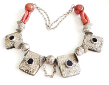 Load image into Gallery viewer, Antique Berber Coral Silver Pendant Necklace: Moroccan Tribal Jewelry