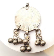 Load image into Gallery viewer, Antique Yemen Silver Maria Theresa Coin Pendant with Dangles
