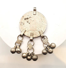 Load image into Gallery viewer, Antique Yemen Silver Maria Theresa Coin Pendant with Dangles