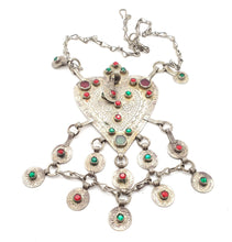 Load image into Gallery viewer, Moroccan Berber Silver Coin Pendant Necklace: Amazigh Jewelry