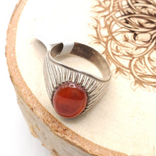 Load image into Gallery viewer, Antique Yemen Carnelian Silver Ring - Tribal Wedding Jewelry, Size 11