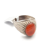 Load image into Gallery viewer, Antique Yemen Carnelian Silver Ring - Tribal Wedding Jewelry, Size 11