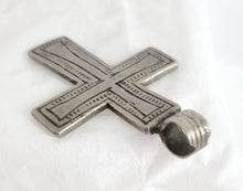 Load image into Gallery viewer, Antique Ethiopian Silver Cross Pendant: Boho Amulet Jewelry