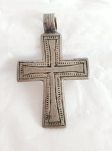 Load image into Gallery viewer, Antique Ethiopian Silver Cross Pendant: Boho Amulet Jewelry
