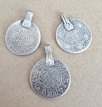 Load image into Gallery viewer, Vintage Moroccan Silver Coin Pendant: Berber Tribal Jewelry, 1953