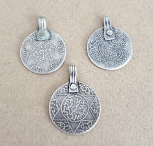 Load image into Gallery viewer, Vintage Moroccan Silver Coin Pendant: Berber Tribal Jewelry, 1953