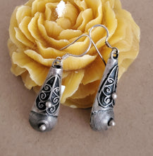 Load image into Gallery viewer, Moroccan Berber Sterling Silver Dangle Earrings: Ethnic Tribal Jewelry