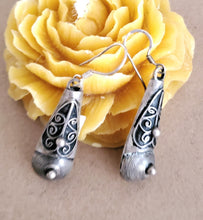Load image into Gallery viewer, Moroccan Berber Sterling Silver Dangle Earrings: Ethnic Tribal Jewelry
