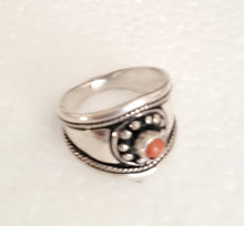 Load image into Gallery viewer, Moroccan Coral Berber Ring: Handmade Sterling Silver Ethnic Jewelry, Size 9.5