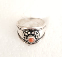 Load image into Gallery viewer, Moroccan Coral Berber Ring: Handmade Sterling Silver Ethnic Jewelry, Size 9.5