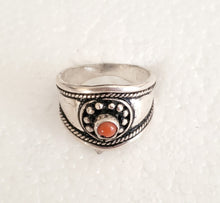Load image into Gallery viewer, Moroccan Coral Berber Ring: Handmade Sterling Silver Ethnic Jewelry, Size 9.5