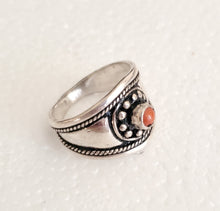 Load image into Gallery viewer, Moroccan Coral Berber Ring: Handmade Sterling Silver Ethnic Jewelry, Size 9.5