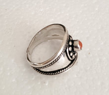 Load image into Gallery viewer, Moroccan Coral Berber Ring: Handmade Sterling Silver Ethnic Jewelry, Size 9.5