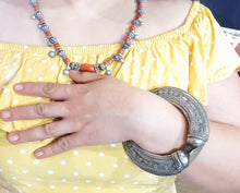 Load image into Gallery viewer, Antique Berber Coral Silver Bead Necklace: Rajasthan Tribal Jewelry