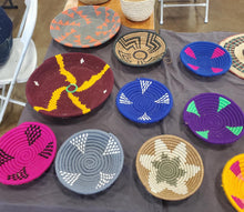 Load image into Gallery viewer, Handwoven Ethiopian Basket: Colorful African Art Wall Decor