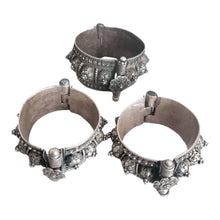 Load image into Gallery viewer, Vintage Silver Bedouin Bangle: Yemen Ethnic Tribal Jewelry