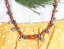 Load image into Gallery viewer, Antique Berber Coral Silver Bead Necklace: Rajasthan Tribal Jewelry