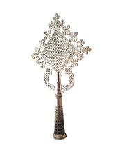 Load image into Gallery viewer, Handmade Ethiopian Orthodox Nickel Cross: Large Coptic Processional Cross