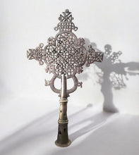 Load image into Gallery viewer, Handmade Ethiopian Orthodox Nickel Cross: Large Coptic Processional Cross