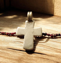 Load image into Gallery viewer, Antique Ethiopian Coptic Cross Pendant: Maria Theresa Silver Coin, Handmade