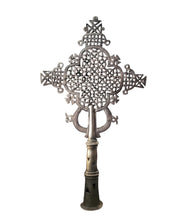 Load image into Gallery viewer, Handmade Ethiopian Orthodox Nickel Cross: Large Coptic Processional Cross