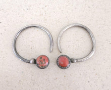 Load image into Gallery viewer, Antique Kabyle Sterling Silver Coral Earrings: Berber Dangle Jewelry