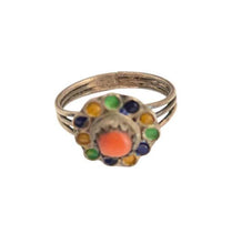 Load image into Gallery viewer, Berber Silver Enamel Coral Ring: Moroccan Talisman, Size 5
