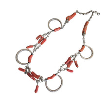 Load image into Gallery viewer, Antique Moroccan Berber Red Coral Silver Pendant necklace Mediterranean,Berber Coral,Ethnic Natural coral,Genuine coral,Coral jewelry
