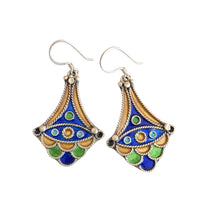 Load image into Gallery viewer, Moroccan Berber Enamel Sterling Silver Dangle Earrings