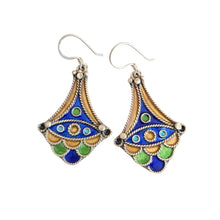 Load image into Gallery viewer, Moroccan Berber Enamel Sterling Silver Dangle Earrings