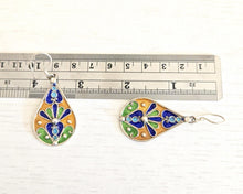 Load image into Gallery viewer, Moroccan Berber Enamel Sterling Silver Dangle Earrings