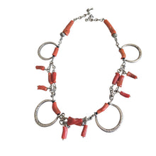 Load image into Gallery viewer, Antique Moroccan Berber Red Coral Silver Pendant necklace Mediterranean,Berber Coral,Ethnic Natural coral,Genuine coral,Coral jewelry