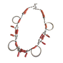 Load image into Gallery viewer, Antique Moroccan Berber Red Coral Silver Pendant necklace Mediterranean,Berber Coral,Ethnic Natural coral,Genuine coral,Coral jewelry